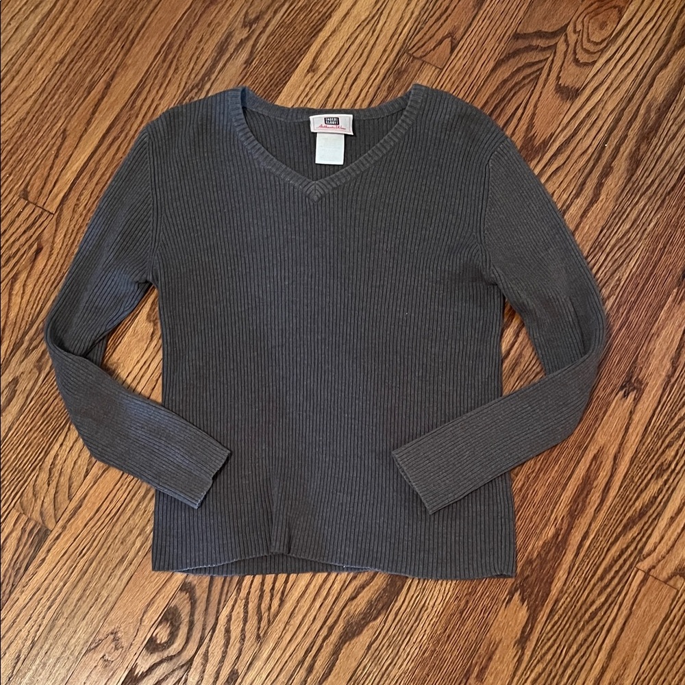 Faded Glory Charcoal Ribbed V-Neck Sweater